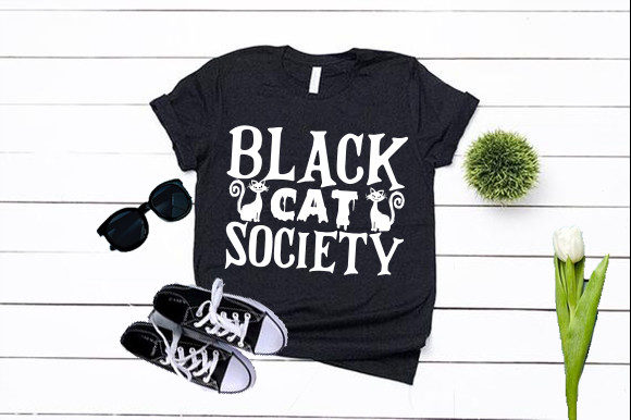 Black Cat Society T Shirt Design