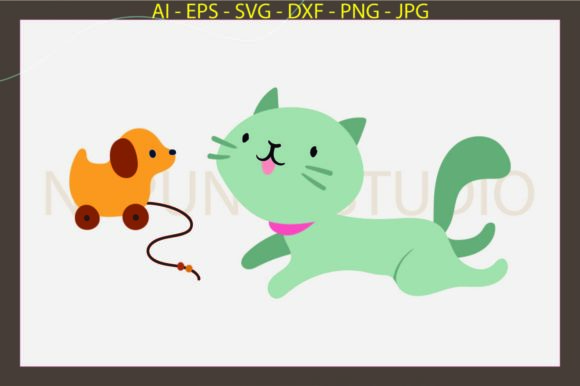Cat Dog Toys Animals Boho Style Svg