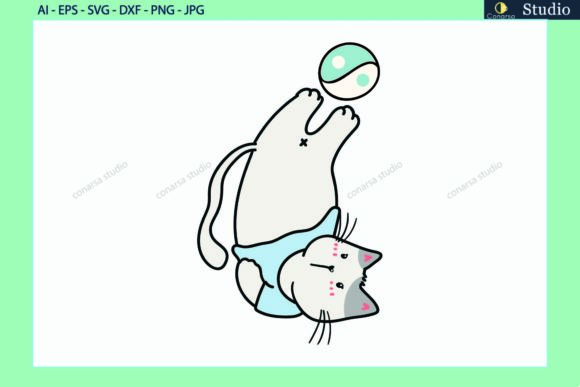 Cat Pet Pose Yoga Ball Sport Svg