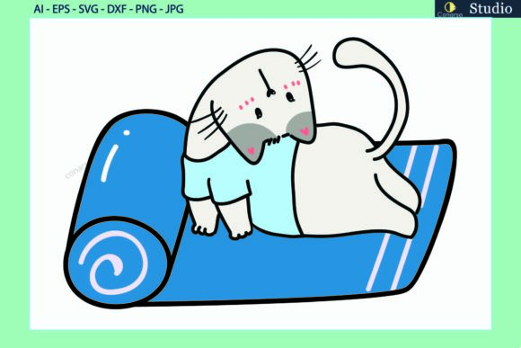 Cat Pet Pose Yoga Sports Mat Svg