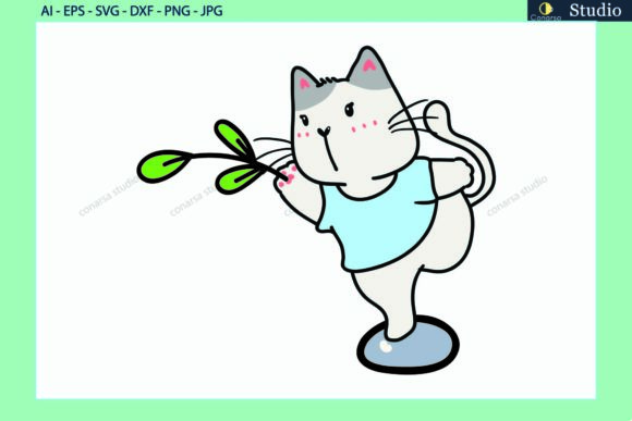 Cat Pet Pose Yoga Stone Floral Svg