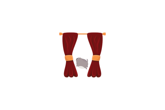 Cat Playing on the Door Curtain Svg