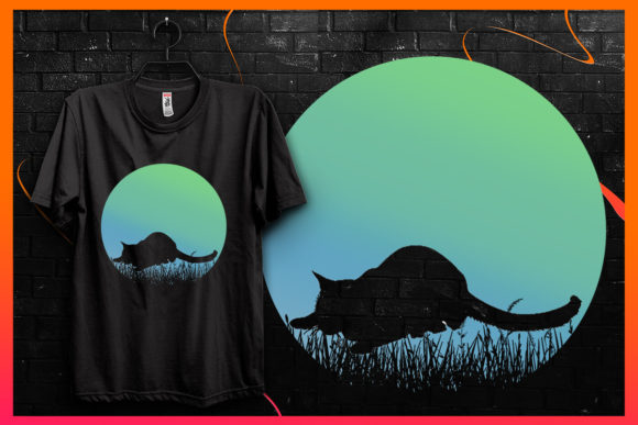 Cat Silhouette-Retro Vintage T-shirt 13