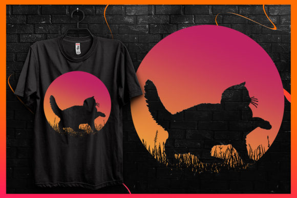 Cat Silhouette-Retro Vintage T-shirt 15