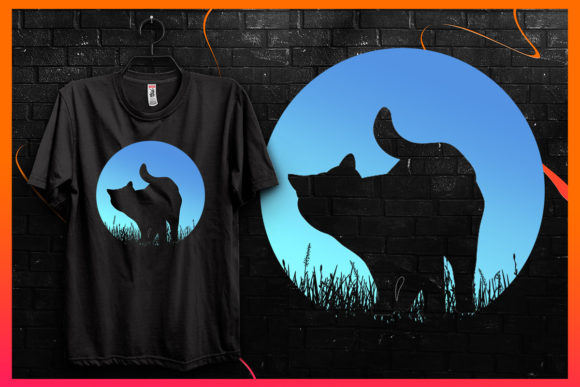 Cat Silhouette-Retro Vintage T-shirt 26
