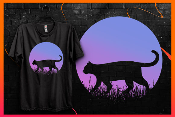 Cat Silhouette-Retro Vintage T-shirt 29
