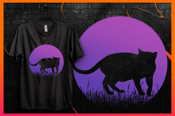 Cat Silhouette-Retro Vintage T-shirt 8