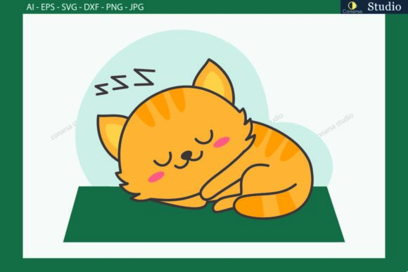 Cat Sleeping on the Mat Animals SVG