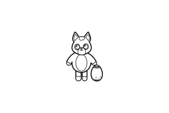 Easter Icon - Purple Cat Coloring Page