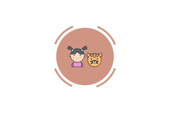Family Icon Girl Pet Cat