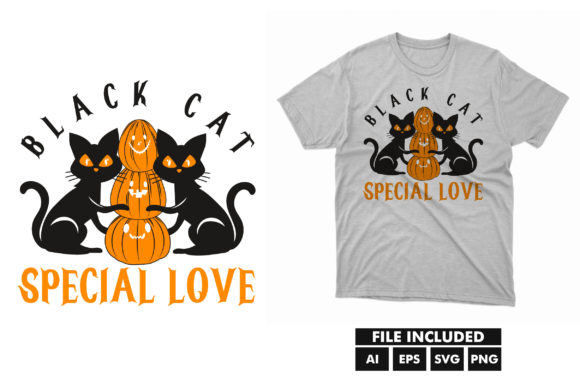 Halloween Black Cat Pumpkins T-shirt