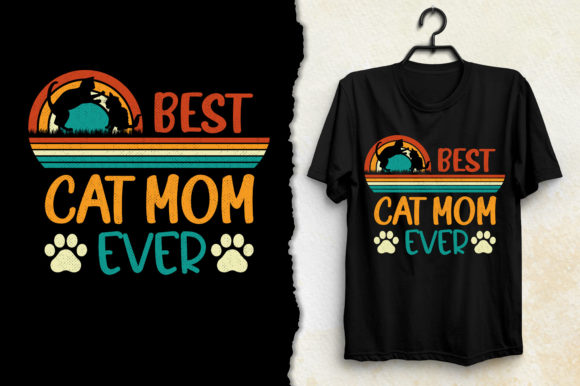 Retro Vintage Sunset T-Shirt-Cat Mom