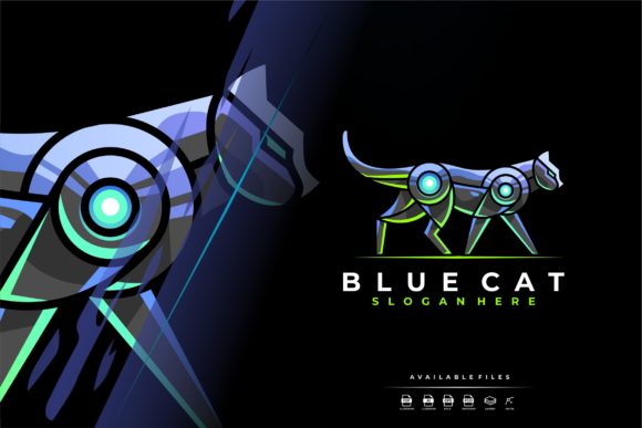 Robotic Heraldic Cat Mascot Logo