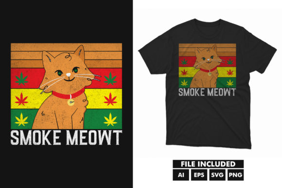 Smoke Meow Cat Cannabis Weed T-Shirt