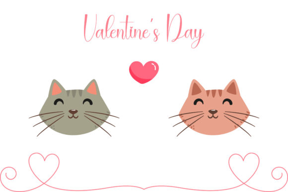 Valentine Cat Couple Illustration