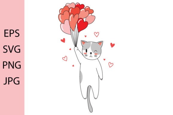 Valentine Cat Embroidery Design