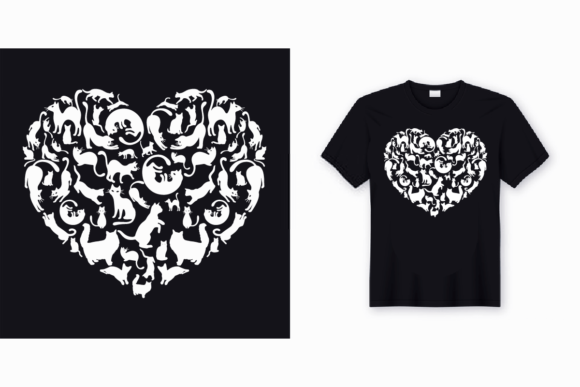 Valentine Cat Love T-shirt Design
